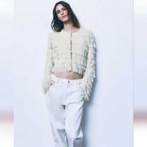 BNWT! Zara fringed tulle jacket